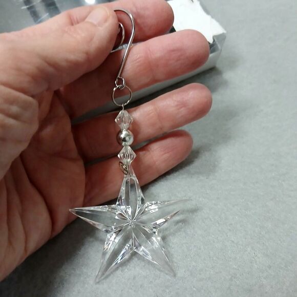 24 pc Acrylic Star Ornament Set Hanging Clear Transparent Holiday Tree NIB - Picture 2 of 4